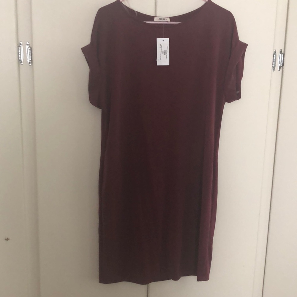 Maroon T-shirt dress